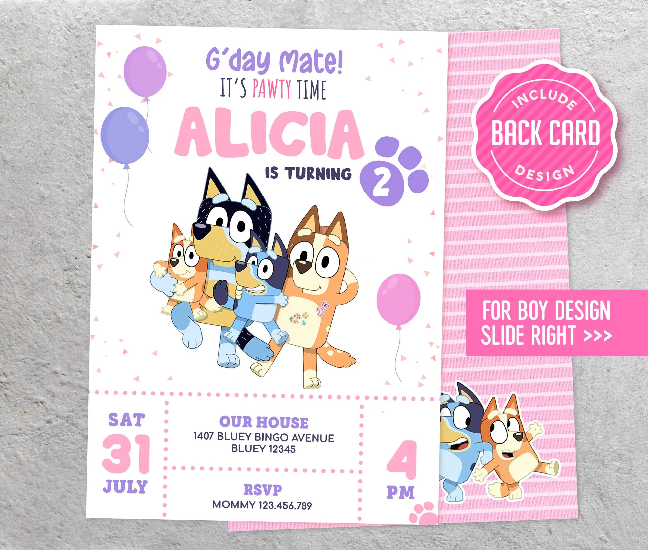 Template Printable Bluey Birthday Invitation