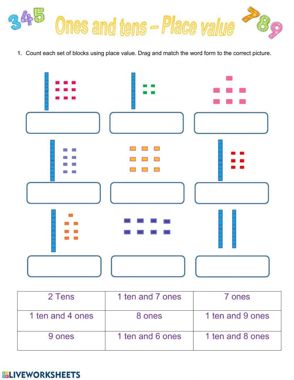 Tens And Ones Place Value Worksheet Live Worksheets Worksheets 