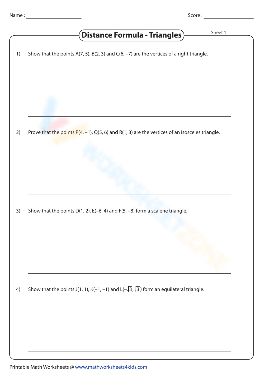 The Distance Formula Worksheet For 8th 9th Grade Lesson Planet 
