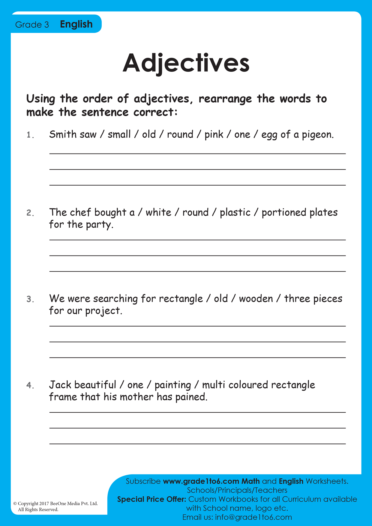 The Order Of Adjectives 2 Worksheet Worksheets Library