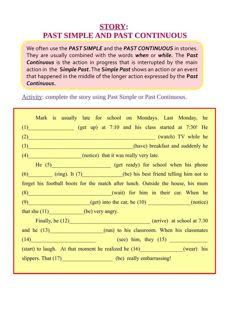 The Past Simple And Past Continuous Tense Worksheet