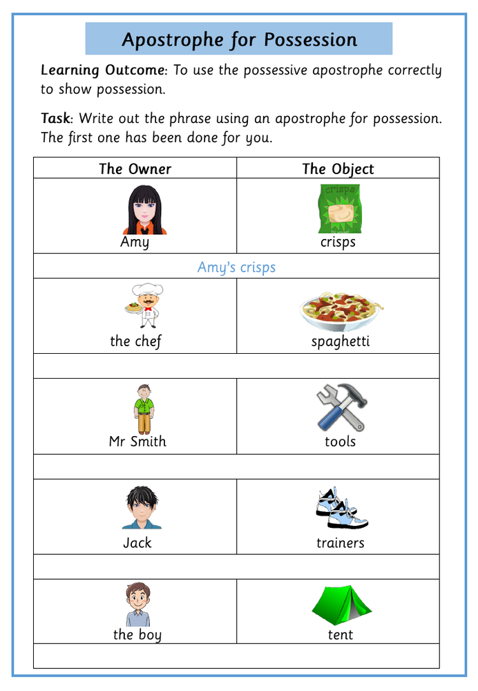 The Possessive Apostrophe Worksheets Inspire And Educate By 