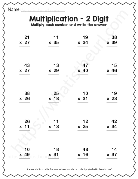 Three Digit By Two Digit Multiplication Worksheet For 3rd 4th 