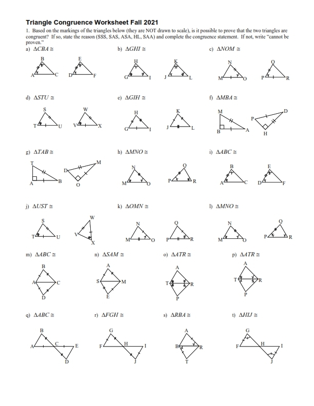 Triangle Congruence Worksheet By Teach Simple