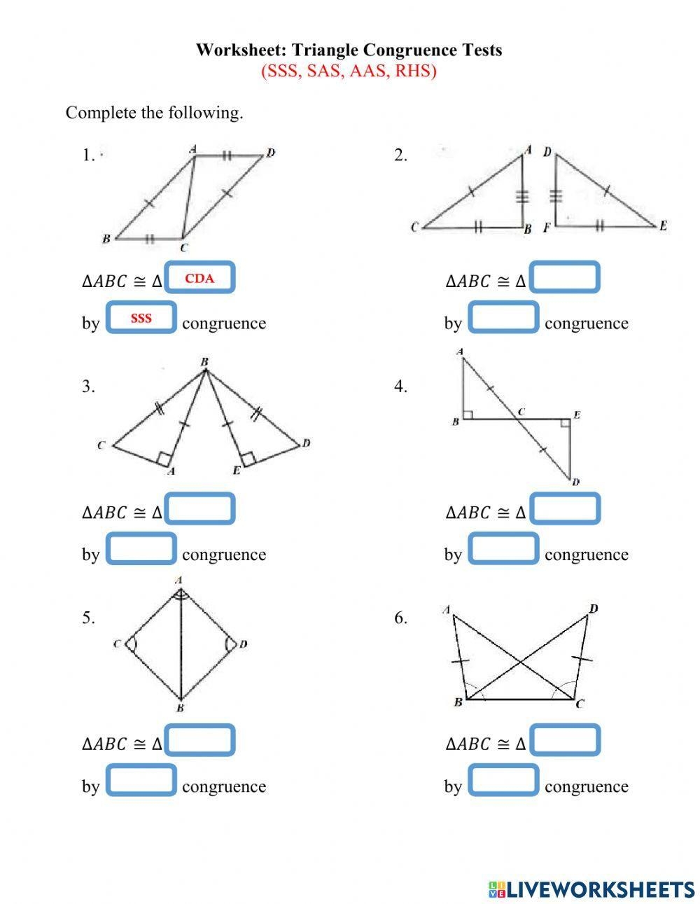 Triangles And Congruence Worksheets Worksheets Library