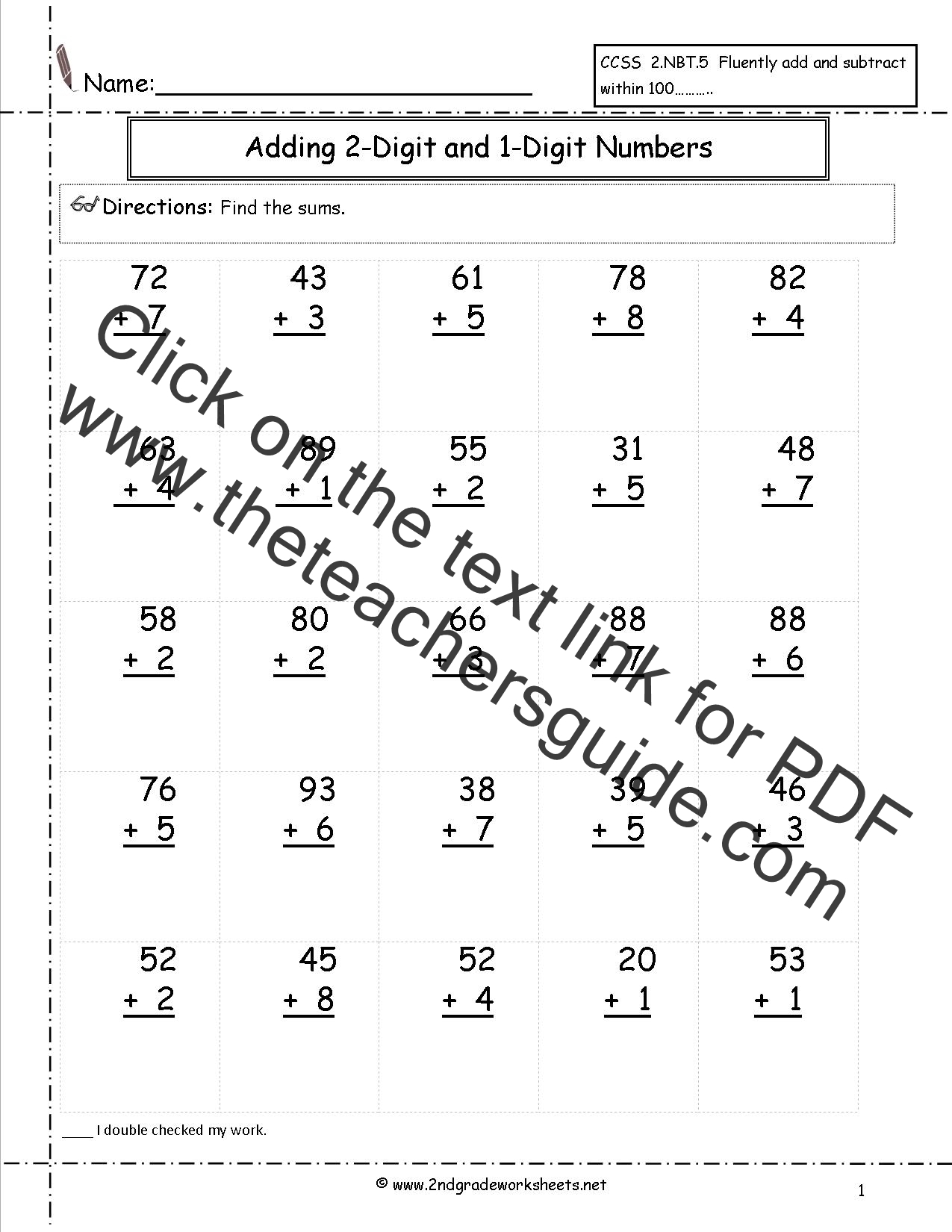 Two Digit Addition Worksheets Two Digit Addition Worksheets