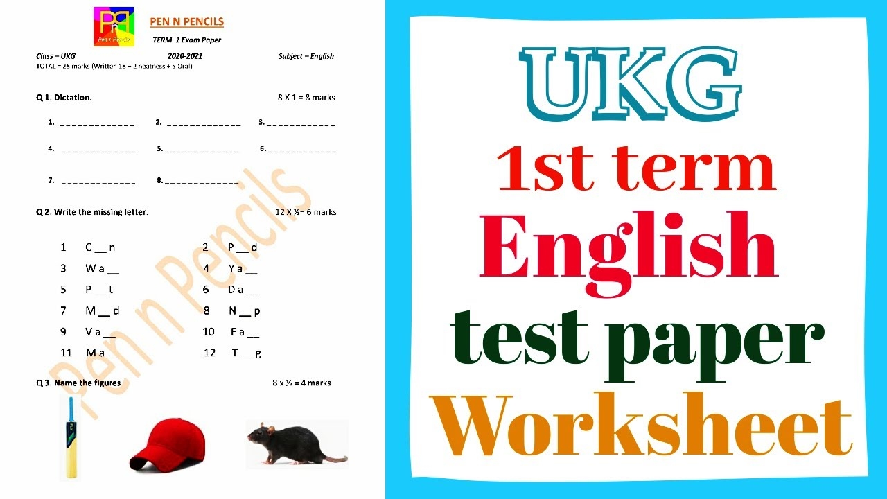UKG Half Yearly Exam English Question Paper 2023 24 UKG 49 OFF