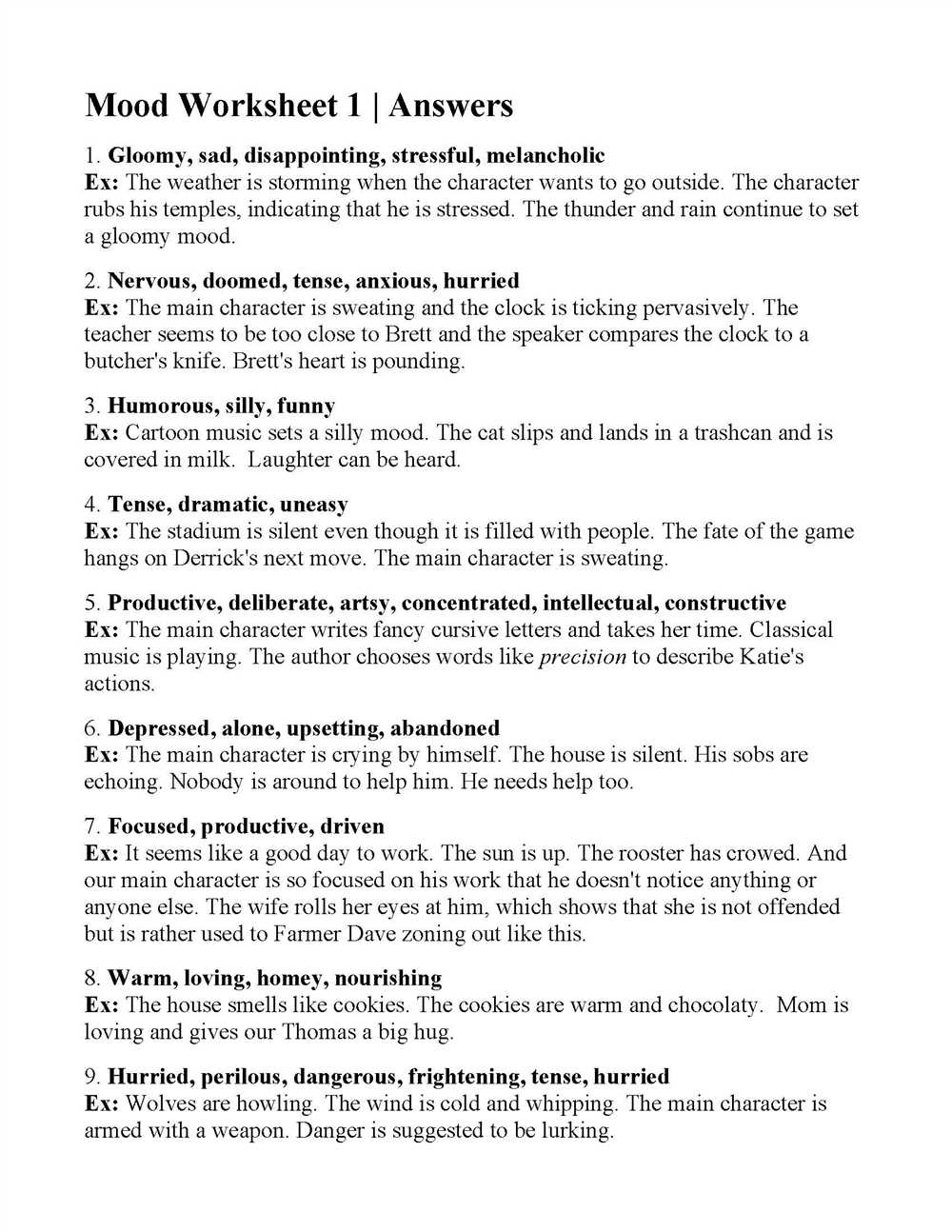 Uncovering The Hidden Answers Identifying Tone And Mood Worksheet PDF 