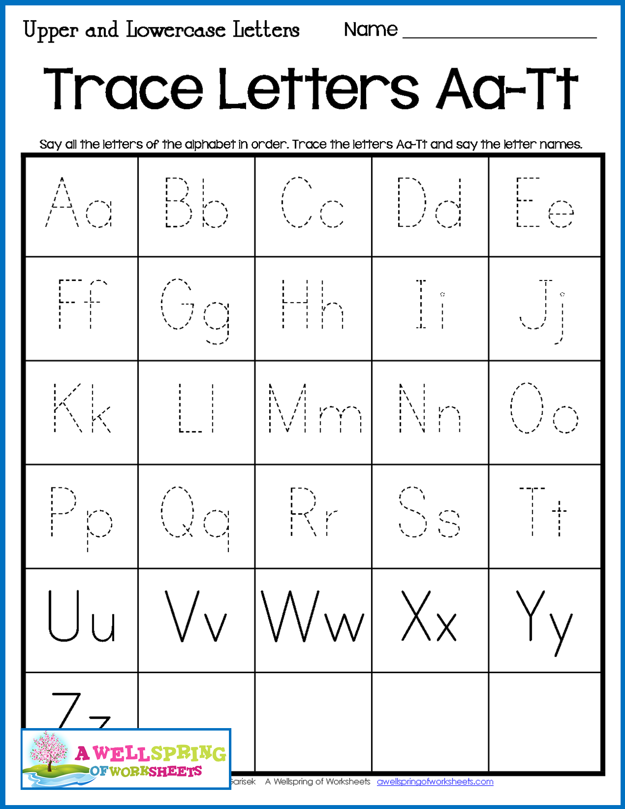 Uppercase And Lowercase Letters Tracing Worksheet 