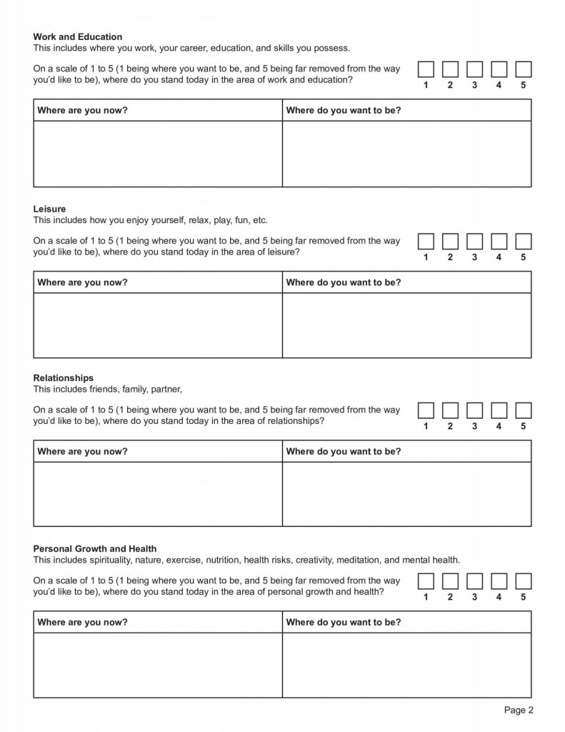 Values Self Exploration Worksheet Therapist Aid Worksheets Library