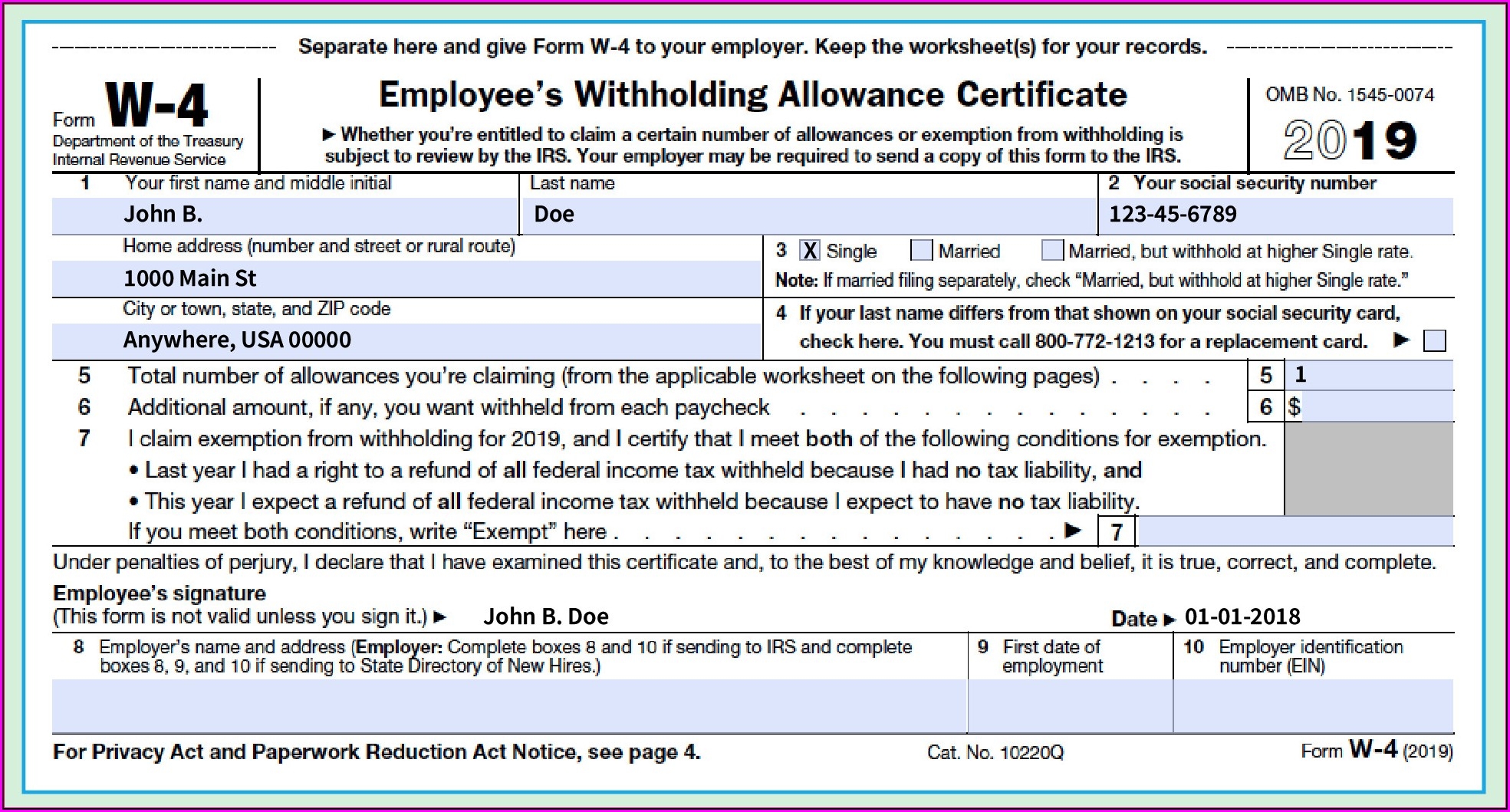 W4 Personal Allowances Worksheet 2023