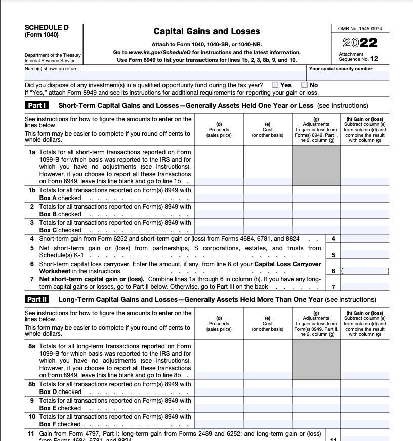 What Is Schedule D Worksheets Library
