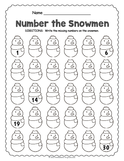 Winter Number Worksheet