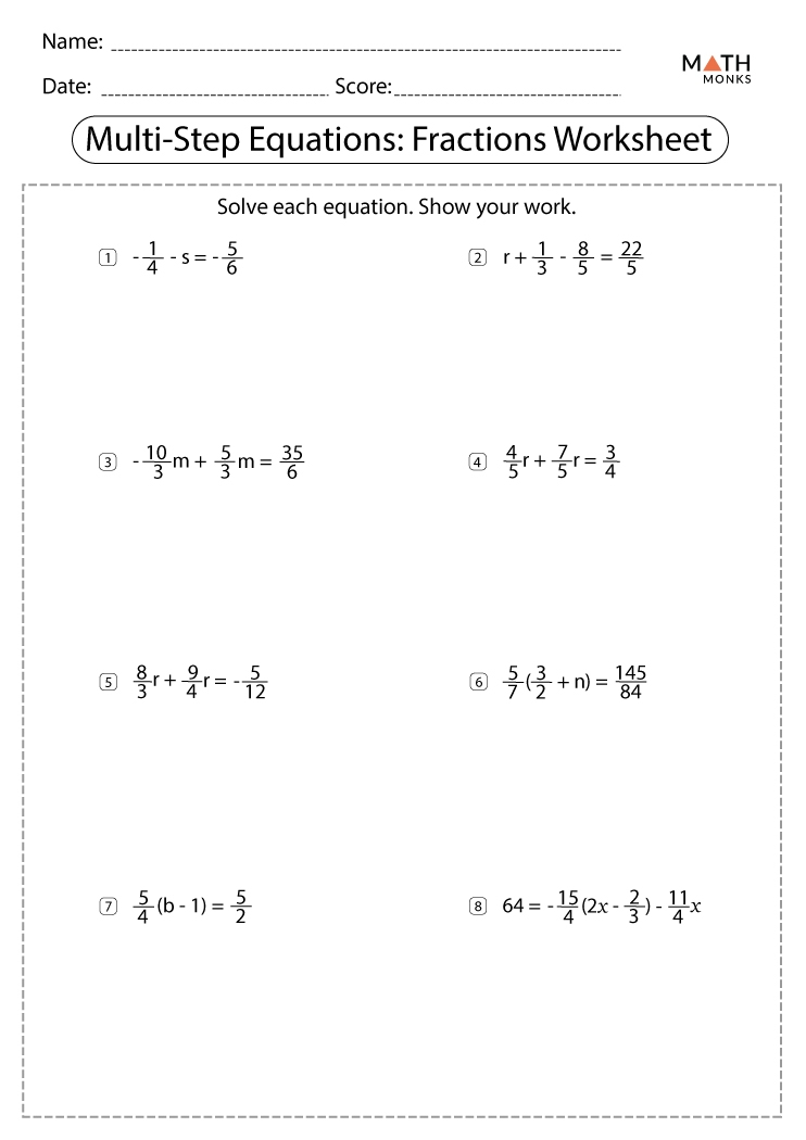 Worksheet Solving Multi Step Equations Dev onallcylinders