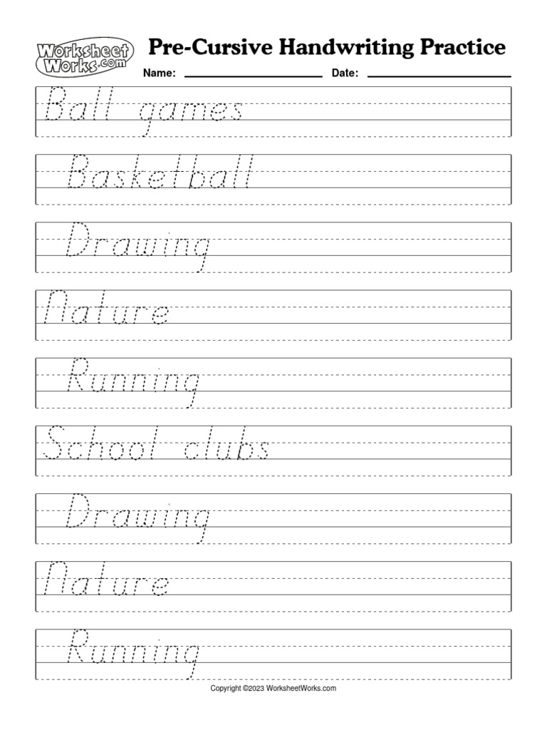 WorksheetWorks PreCursive Handwriting Practice 3 PDF Worksheets Library