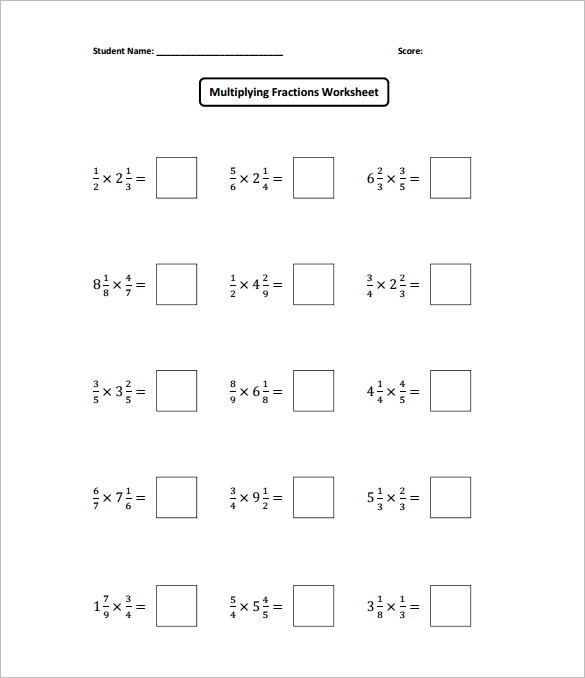10 Multiplying Fractions Worksheet Templates PDF