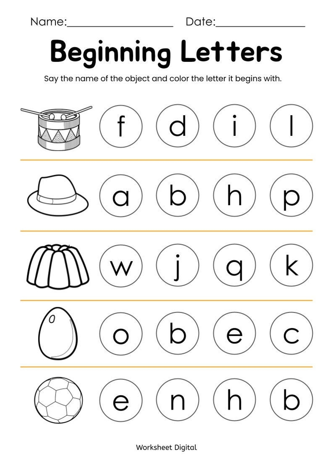 10 Printable Beginning Letters Worksheets For Kindergarten Preschool