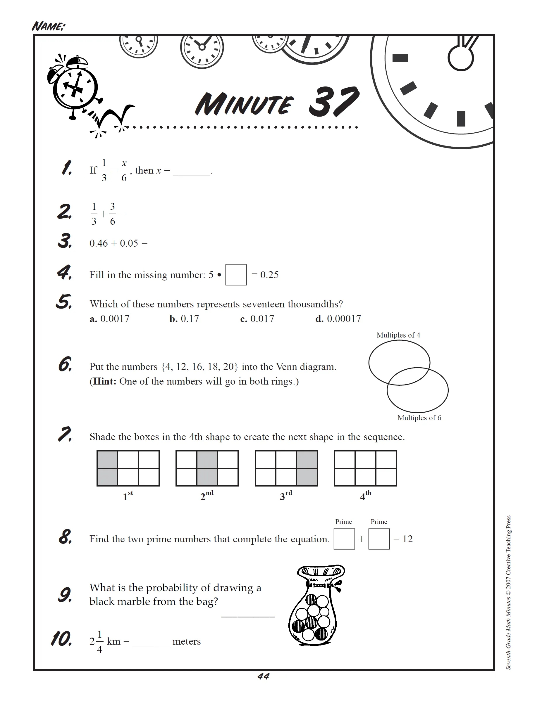 11 30 23 Math Minute 37 Interactive Worksheet Edform Worksheets 