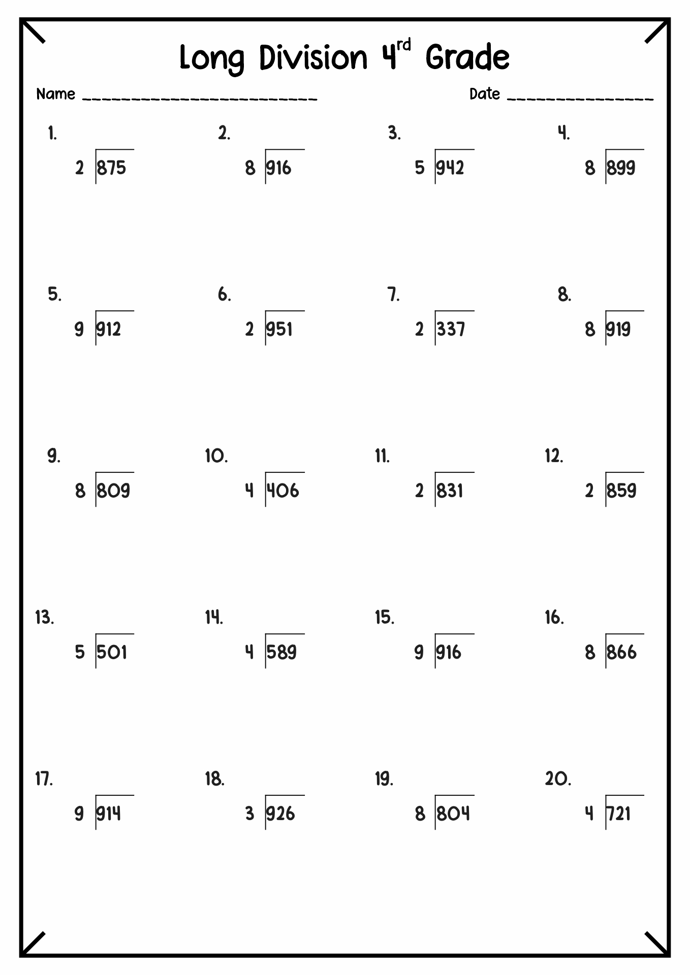 12 Long Division With Remainders Worksheets 4th Grade Free PDF At