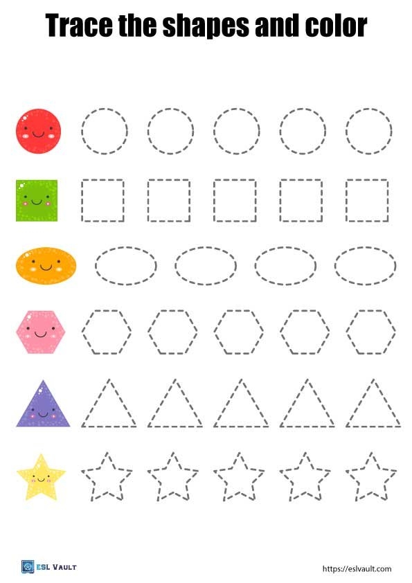 13 Free Printable Shape Tracing Worksheets ESL Vault 13 Free Printable Shape Tracing Worksheets ESL Vault