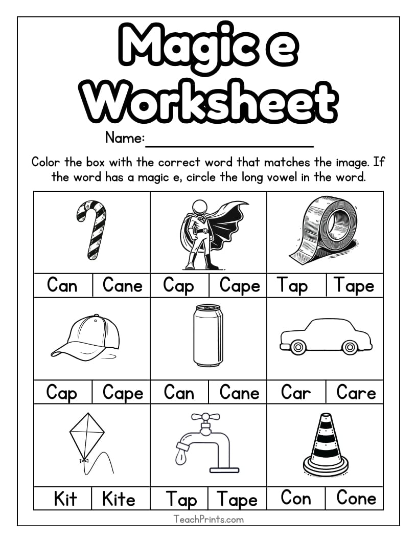 13 Magic E Worksheets Free PDF Printables Teach Prints