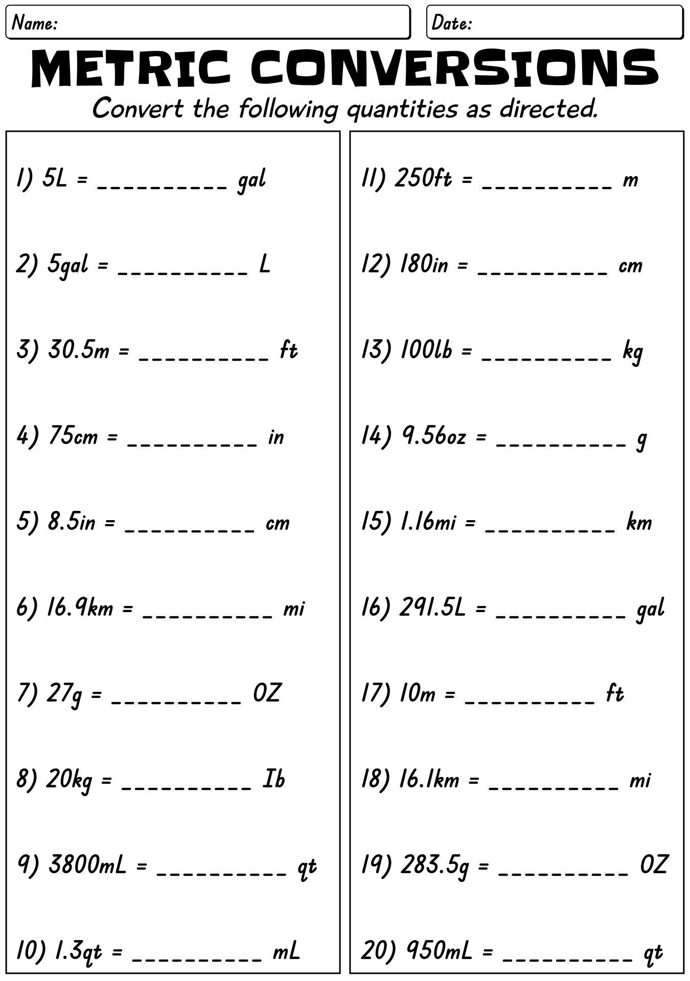 13 Metric Units Conversion Worksheet PDF Free PDF At Worksheeto