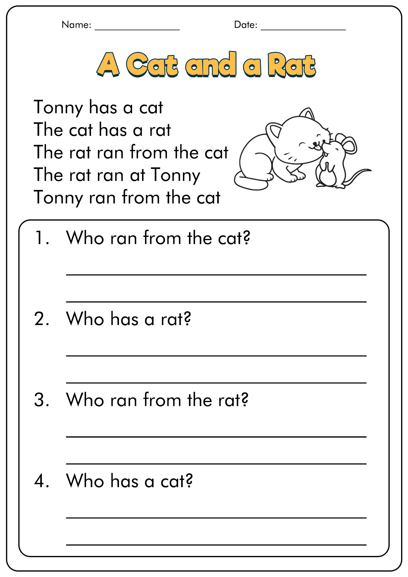15 First Grade Reading Comprehension Worksheets Free PDF At 