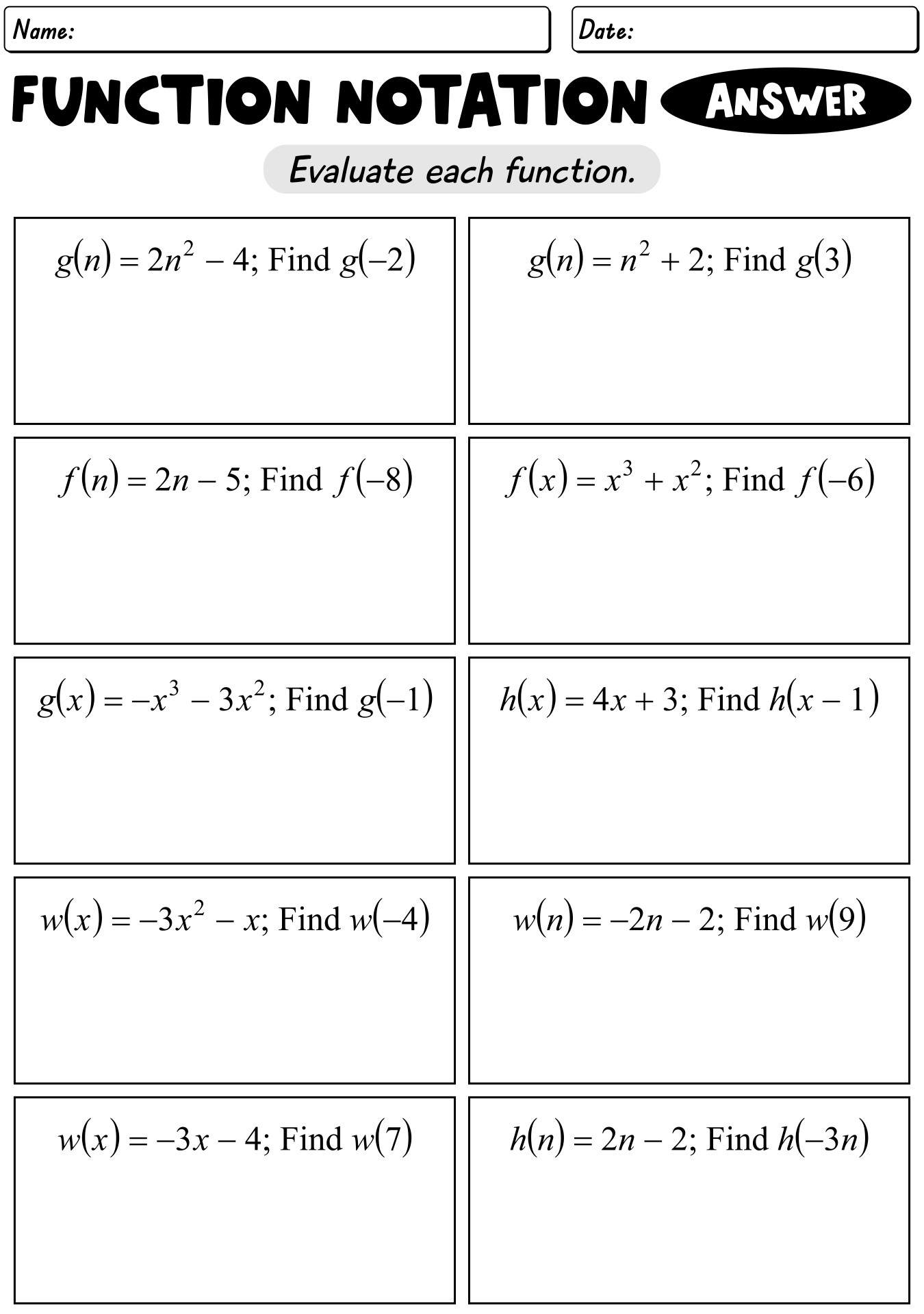15 Function Notation Algebra Worksheets Free PDF At Worksheeto