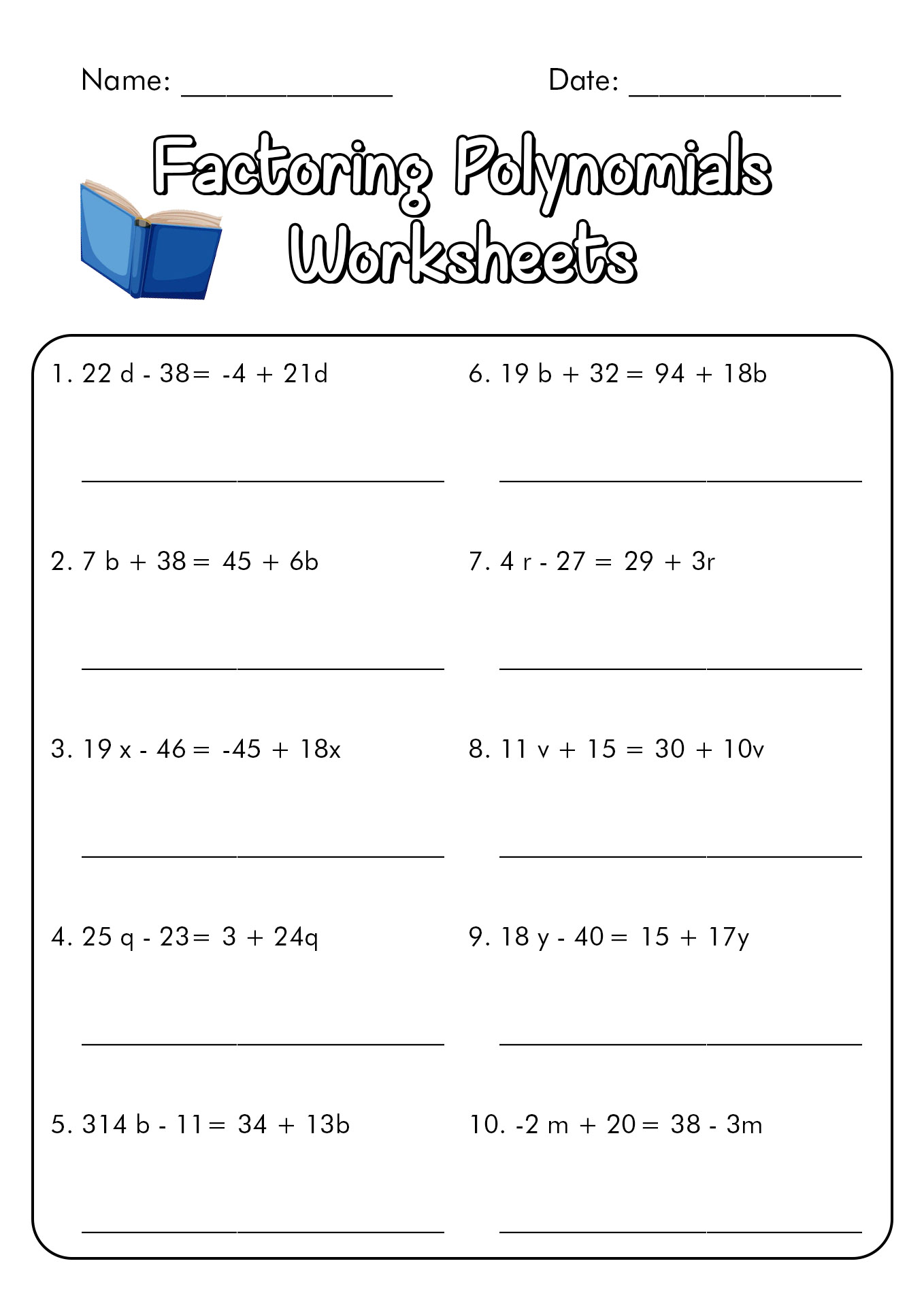 16 Factoring Polynomials Practice Worksheet And Answers Free PDF At 