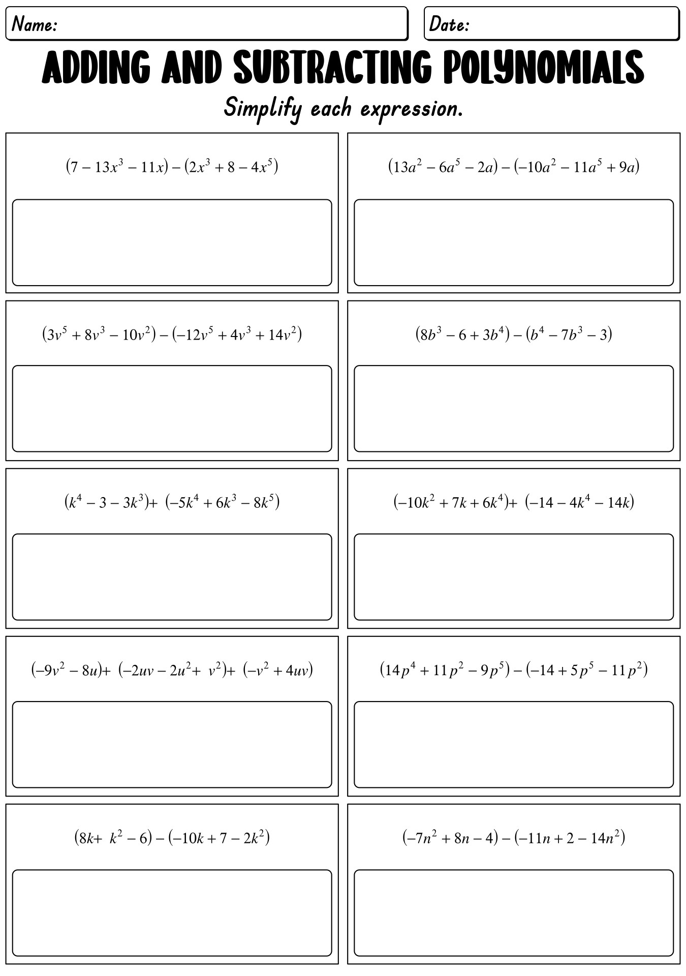 17 Polynomial Worksheets Printable Free PDF At Worksheeto