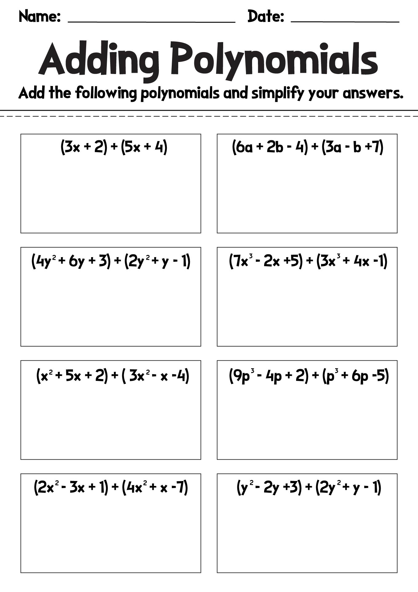 17 Polynomial Worksheets Printable Free PDF At Worksheeto
