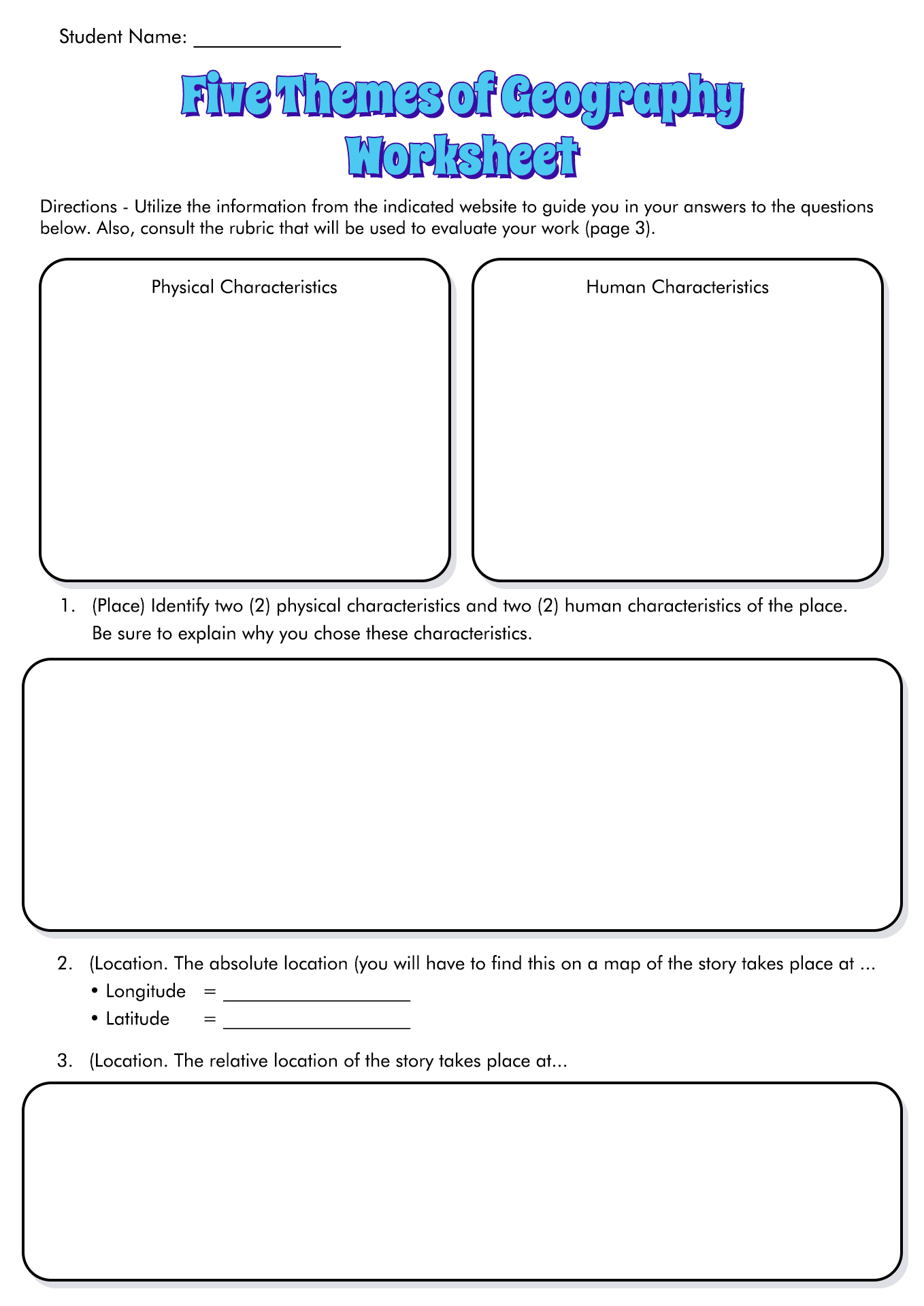 19 Five Themes Of Geography Worksheets Free PDF At Worksheeto