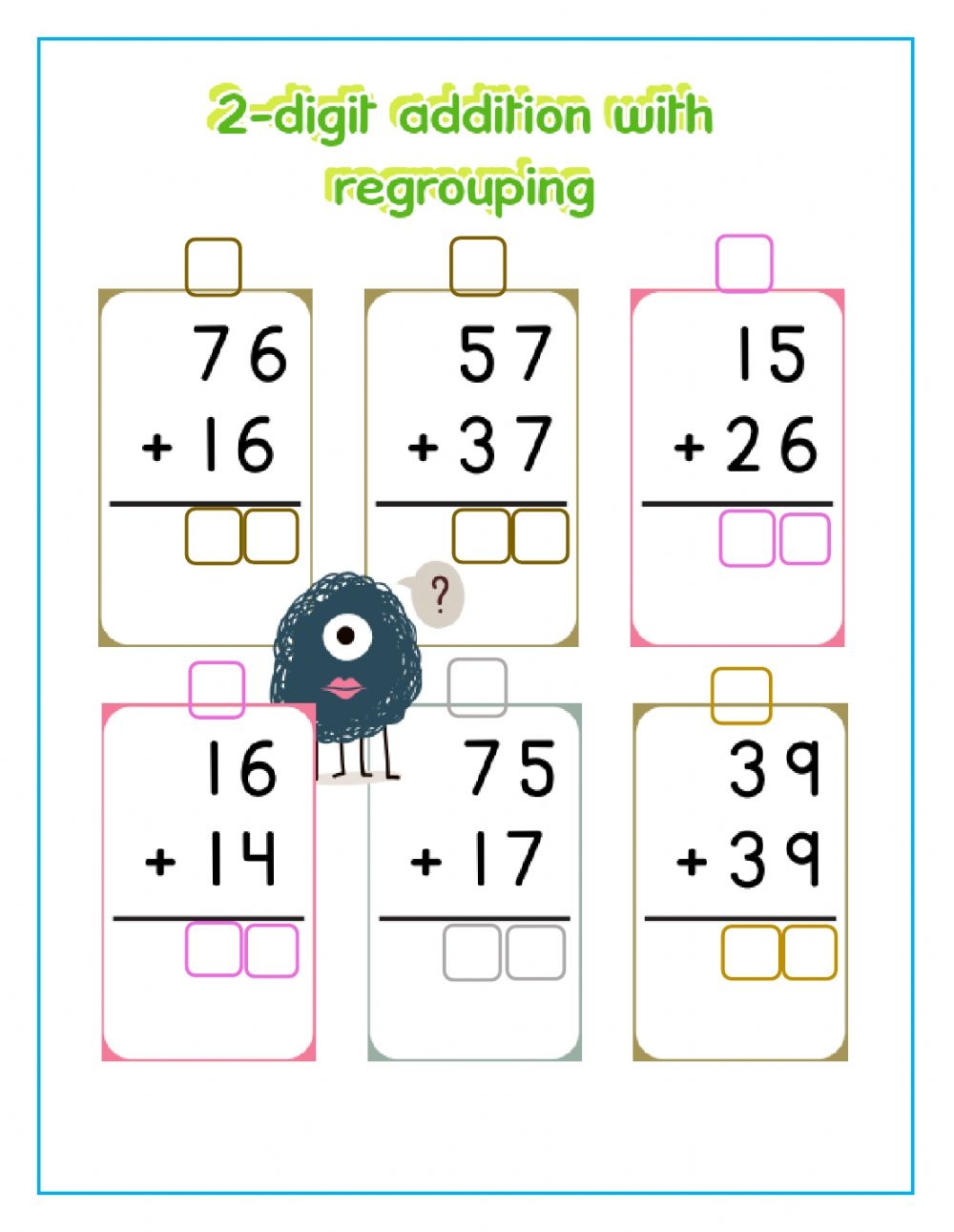 2 Digit Addition With Regrouping Worksheets WorksheetsCity
