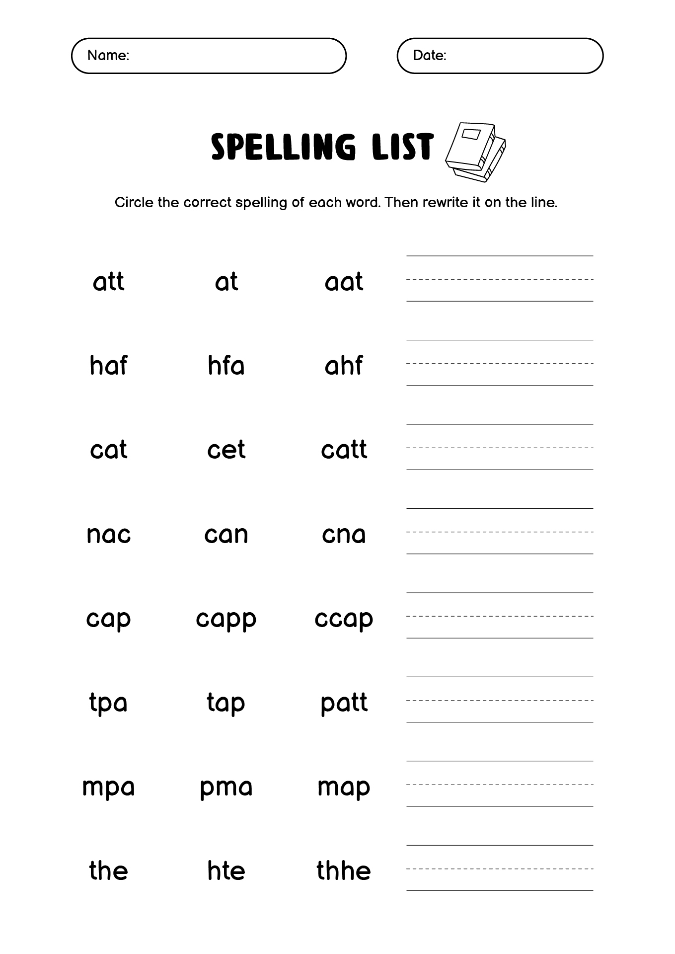 20 First Grade Spelling Test Worksheets Free PDF At Worksheeto
