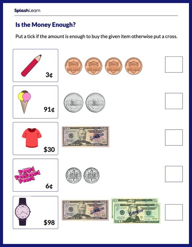 2nd Grade Math Money Worksheets Free Printable SplashLearn