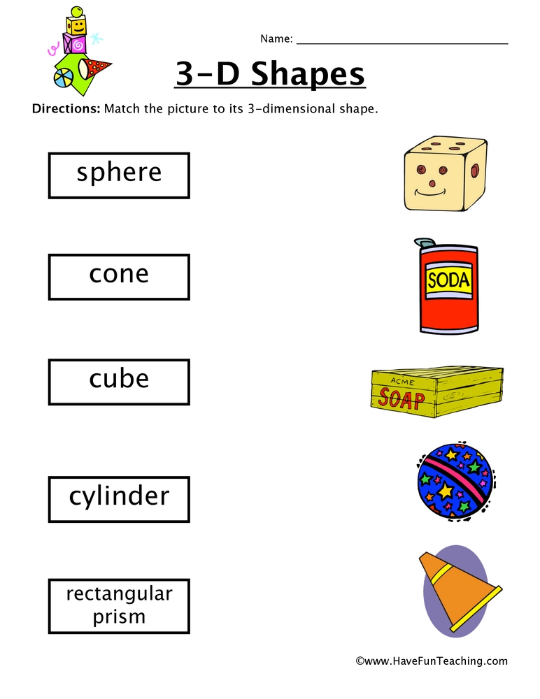 3D Shapes Worksheet By Teach Simple