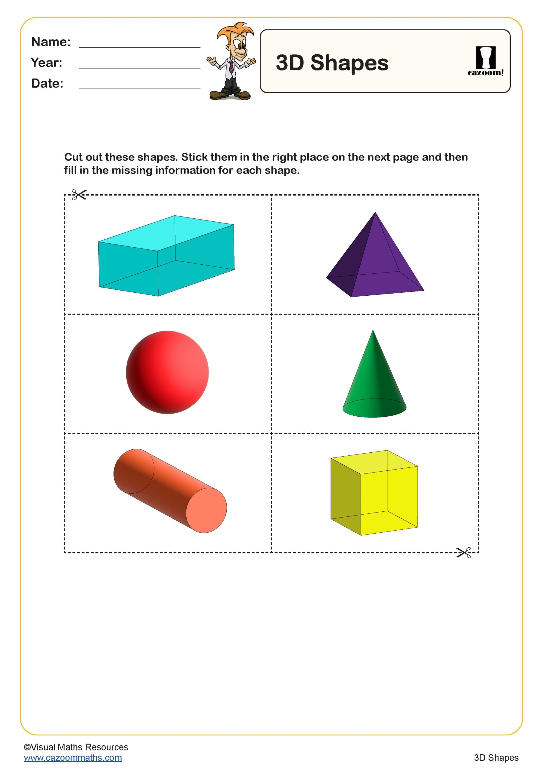 3D Shapes Worksheet Key Stage 2 PDF Geometry Worksheets