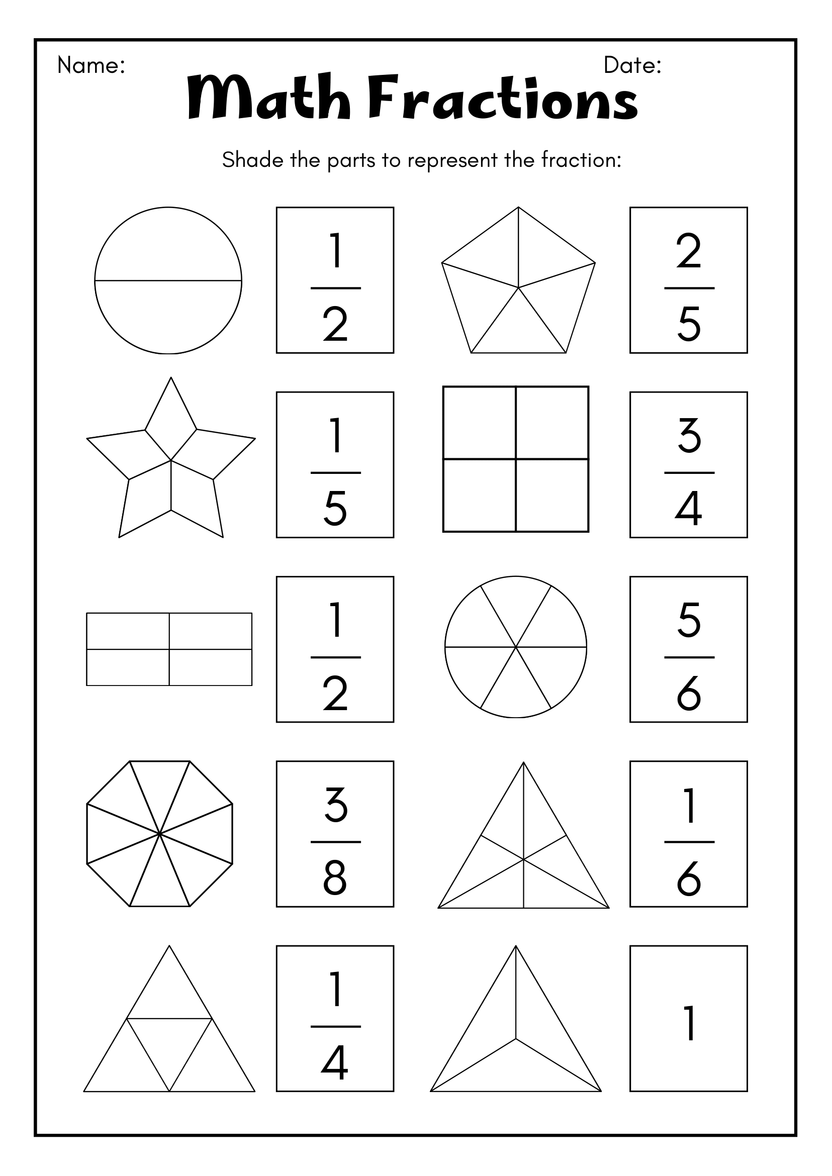 3rd Grade Fraction Worksheets Finding Fractions Of A Set Of Objects