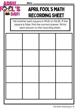 4th Grade Math April Fool 39 s Day Skills Review Activity Worksheet