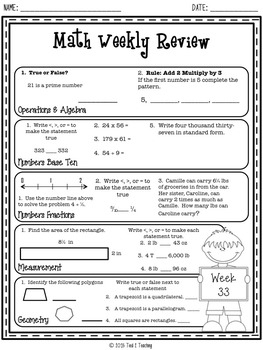 4th Grade Math Review Worksheets Strengthen Skills With Engaging 