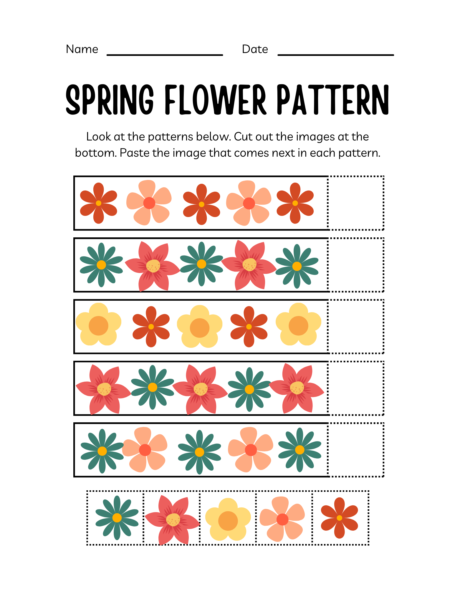 5 Fun Free Spring Preschool Pattern Worksheets Xoxoerinsmith
