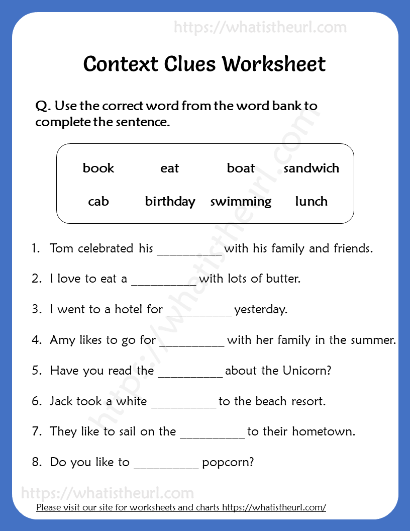 5th Grade Context Clues Worksheets