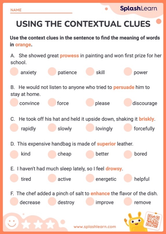 5th Grade ELA Context Clues Worksheets Free Printable SplashLearn