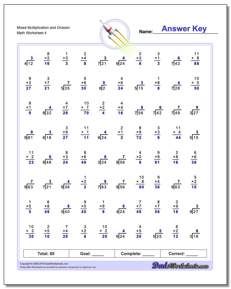 5th Grade Math Worksheets Multiplication And Division Free Printable