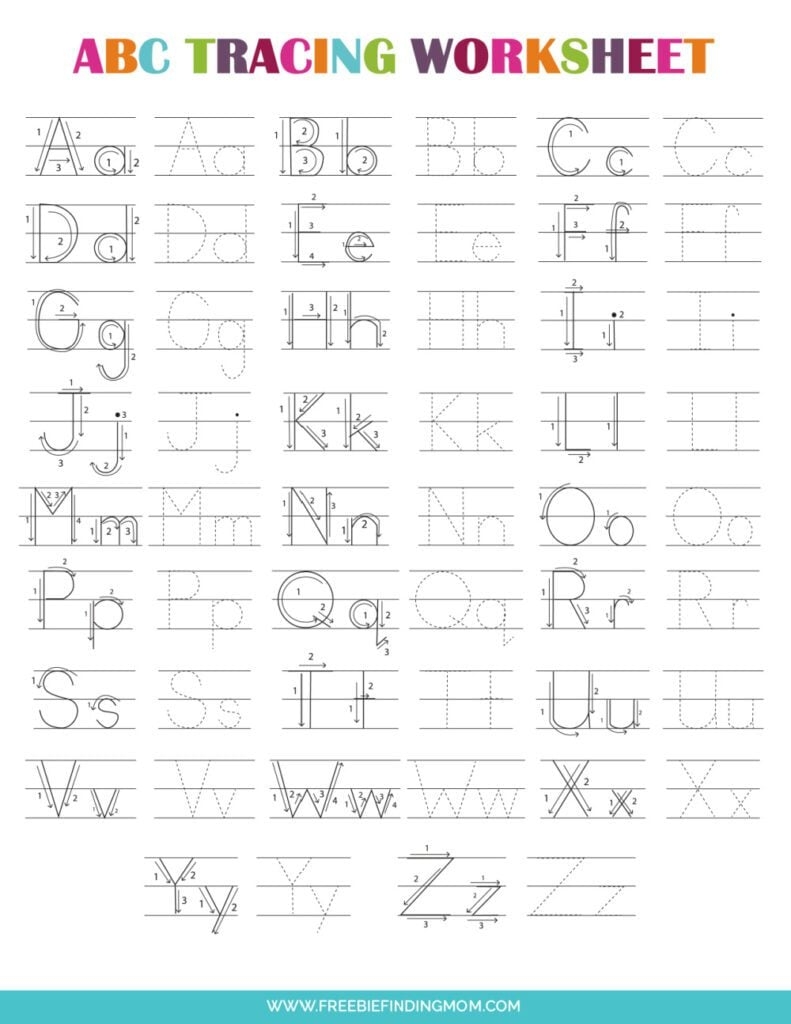 ABC Letters Printable Tracing Worksheets