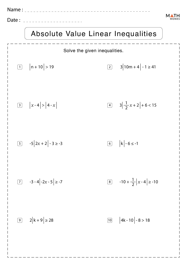 Absolute Value Inequalities Worksheets With Answer Key Worksheets Library