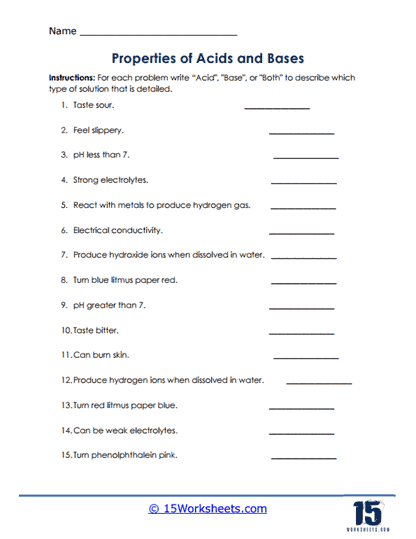 Acids And Bases Worksheets 15 Worksheets