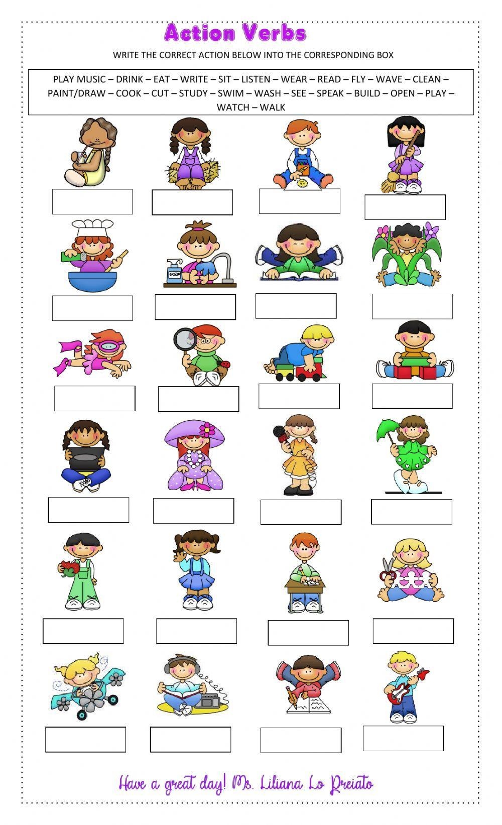 Action Verbs Activity Live Worksheets Worksheets Library