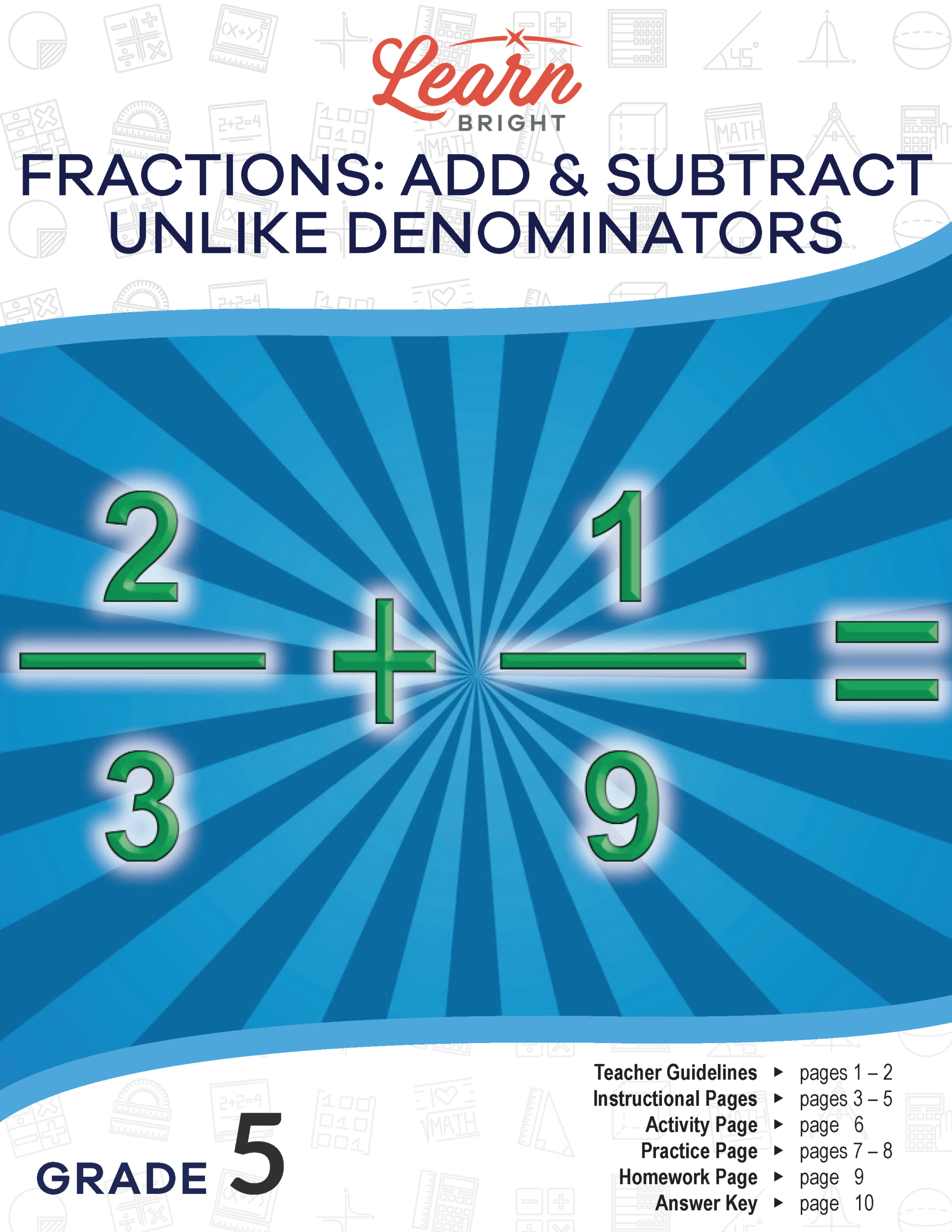 Adding And Subtracting Fractions With Unlike Denominators Worksheet