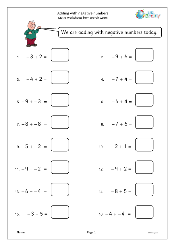 Adding And Subtracting Negative Numbers Worksheets Library